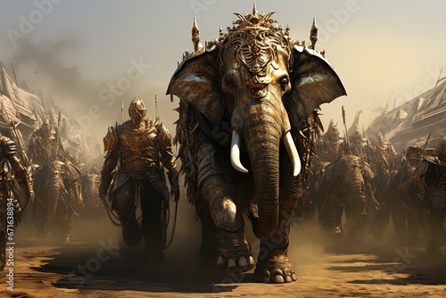A herd of war elephants in battle. Great for fantasy, historical fiction, ancient battles and more.  © ECrafts