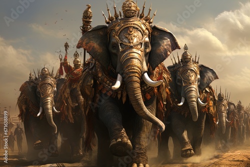 A herd of war elephants in battle. Great for fantasy  historical fiction  ancient battles and more. 