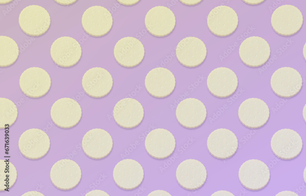 Creative art made with cookies pattern on pastel lilac background.