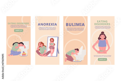 Template eating disorders social media collection. Instagram stories