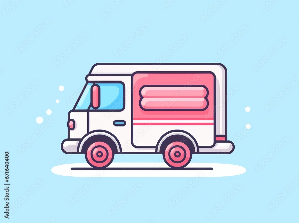 Depicting efficient logistics, a vibrant delivery truck poised for transportation of goods and services.