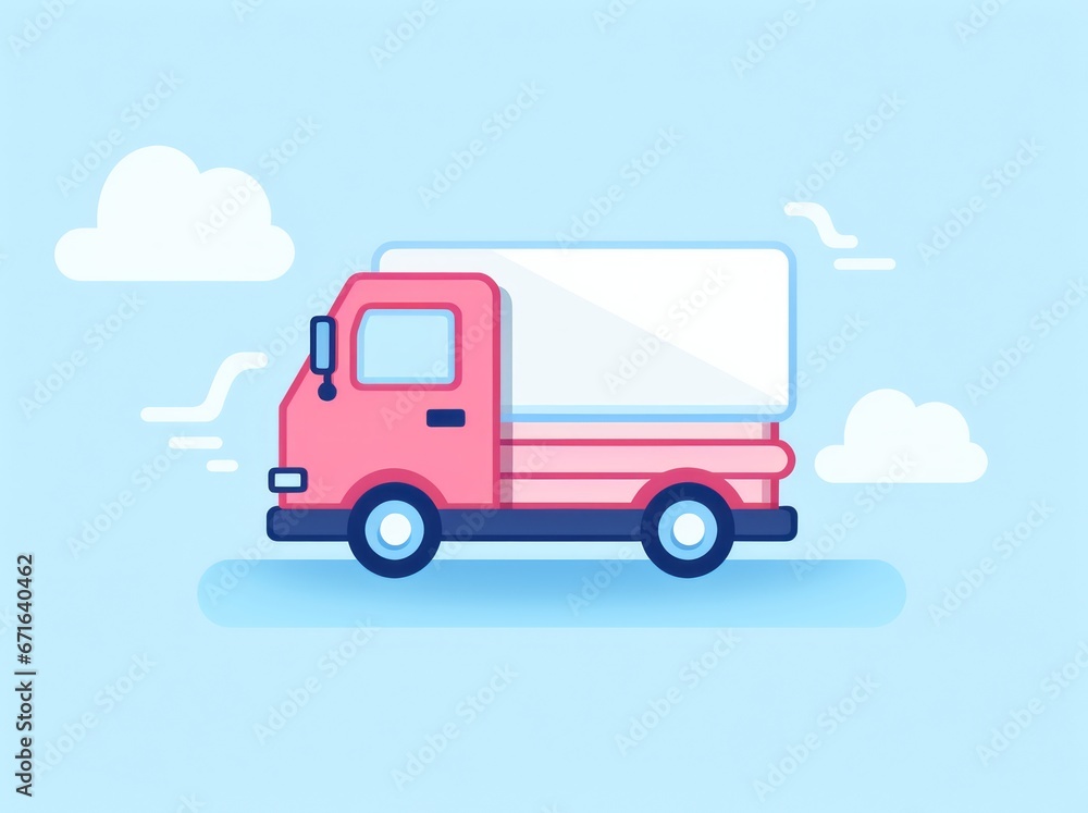 Depicting efficient logistics, a vibrant delivery truck poised for transportation of goods and services. Depicting efficient logistics, a vibrant delivery truck poised for transportation of goods and services.