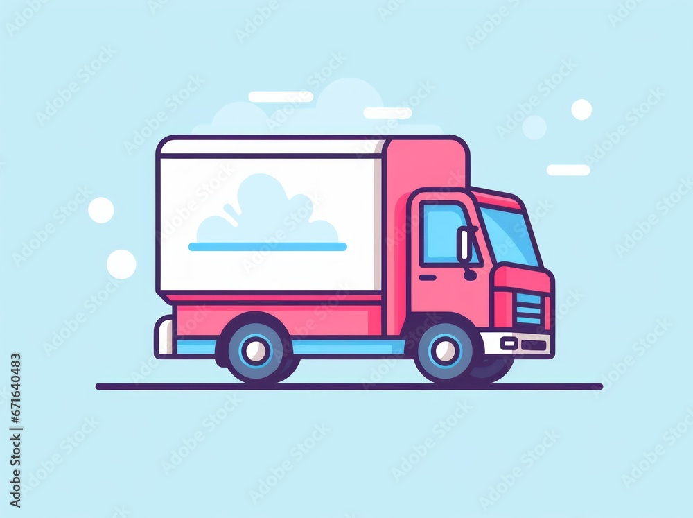 Depicting efficient logistics, a vibrant delivery truck poised for transportation of goods and services. Depicting efficient logistics, a vibrant delivery truck poised for transportation of goods and services.