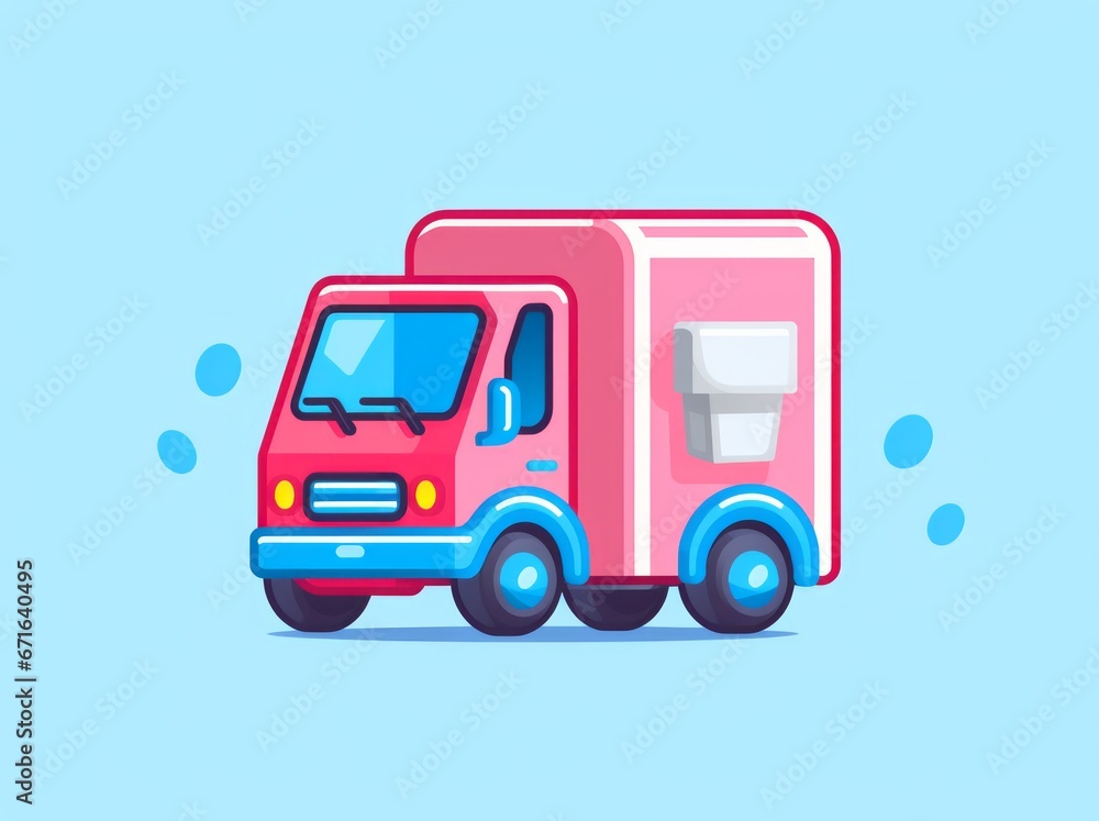 Depicting efficient logistics, a vibrant delivery truck poised for transportation of goods and services. Depicting efficient logistics, a vibrant delivery truck poised for transportation of goods and services.