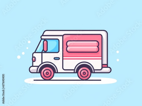 Depicting efficient logistics, a vibrant delivery truck poised for transportation of goods and services.