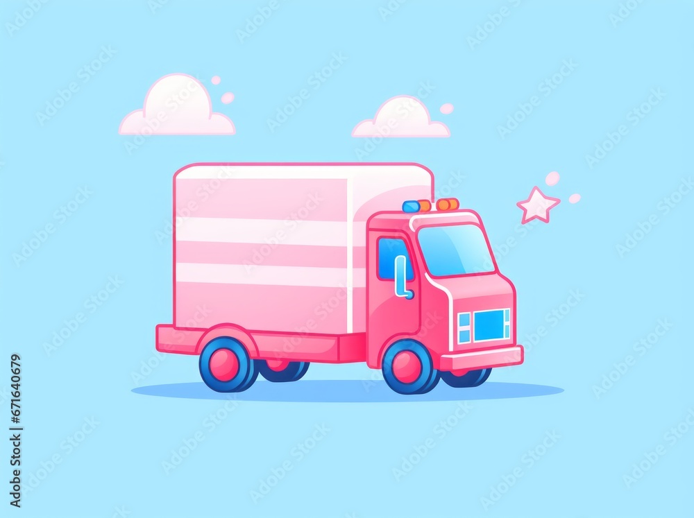 Depicting efficient logistics, a vibrant delivery truck poised for transportation of goods and services. Depicting efficient logistics, a vibrant delivery truck poised for transportation of goods and services.