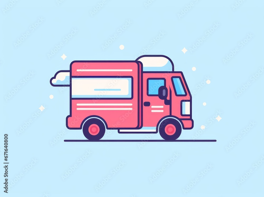 Depicting efficient logistics, a vibrant delivery truck poised for transportation of goods and services. Depicting efficient logistics, a vibrant delivery truck poised for transportation of goods and services.