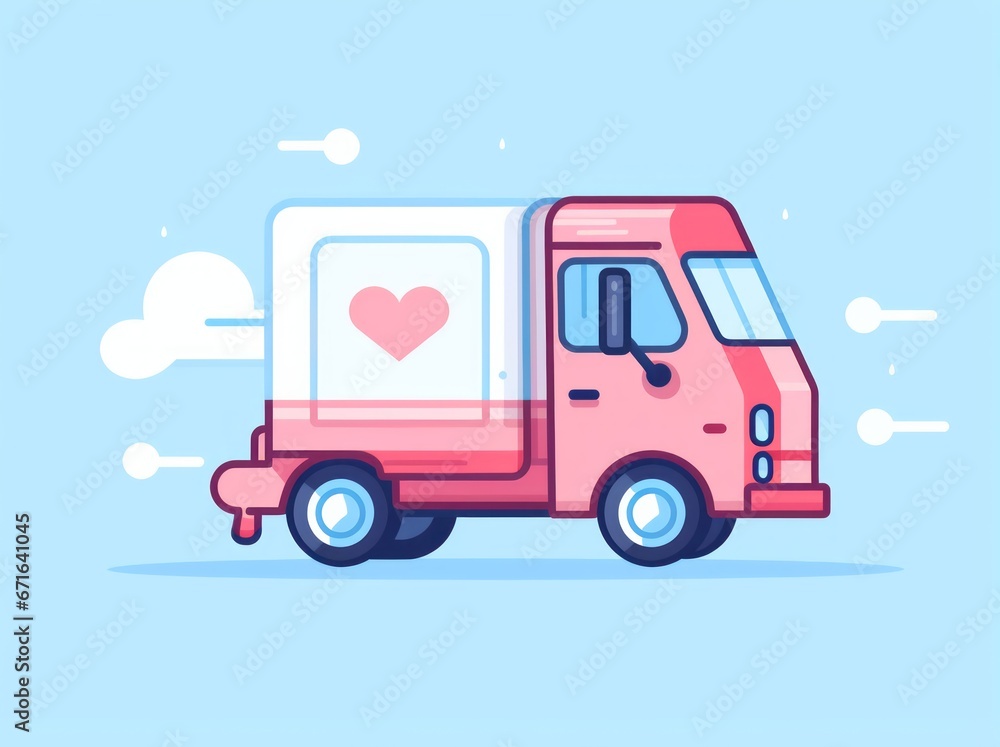 Depicting efficient logistics, a vibrant delivery truck poised for transportation of goods and services.