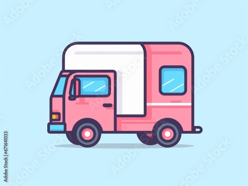 Wallpaper Mural Depicting efficient logistics, a vibrant delivery truck poised for transportation of goods and services. Torontodigital.ca