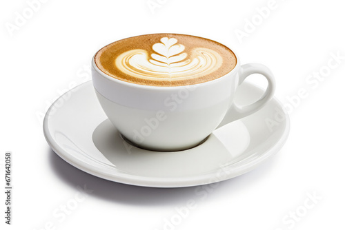 Flat white coffee artistry in trendy Australian cafe setting isolated on a white background 
