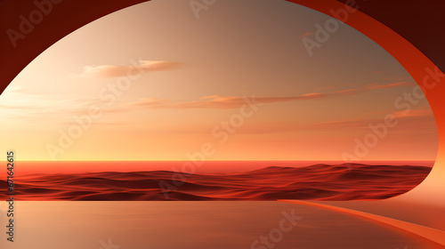 abstract landscape of the planet in the sunset.