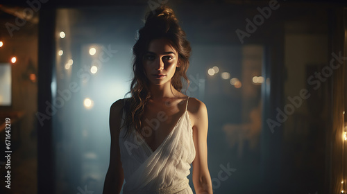 Mysterious Woman in White Dress.