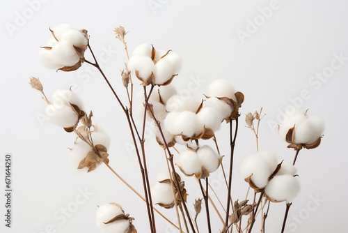 White background with a cotton plant. Generative AI © Tristan