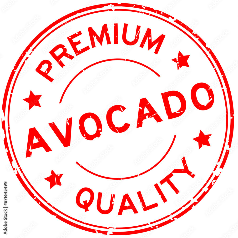 Grunge red premium quality avocado word round rubber seal stamp on white background Grunge red premium quality avocado word round rubber seal stamp on white background