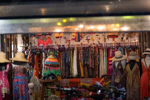MAE HONG SON, THAILAND - October 30, 2023: Night Market in Pai, nothern Thailand. Pai walking street market, is a food and craft market that operates every night. © scentrio