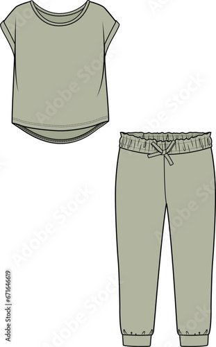 KIDS WEAR TEE AND PAJAMA SET VECTOR ILLUSTRATION