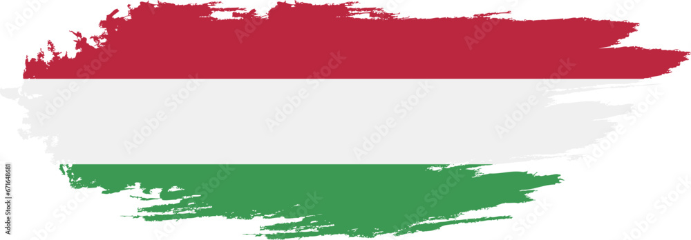 Hungary flag on brush paint stroke.