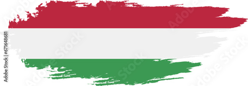Obraz na płótnie Hungary flag on brush paint stroke.
w salonie