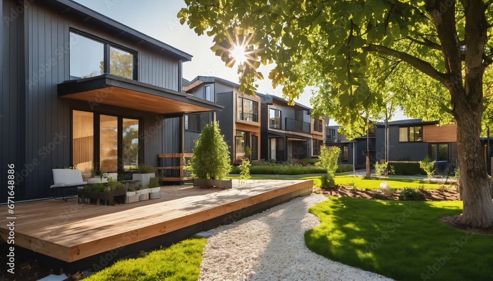 Eco-friendly multifamily homes: Modern design with photovoltaic cells