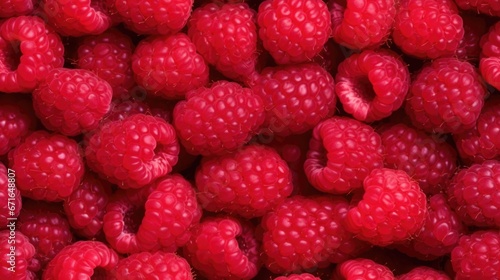 Raspberry seamless pattern. Berries background.