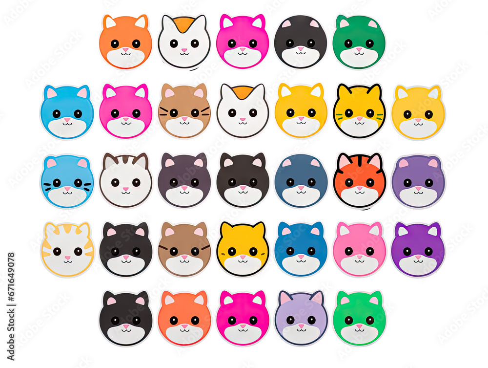 Set of fun stickers with little flowers, stars, rainbows, kittens and various kawaii pets for decoration of all kinds on a transparent background. Set of fun stickers with little flowers, stars, rainbows, kittens and various kawaii pets for decoration of all kinds on a transparent background.