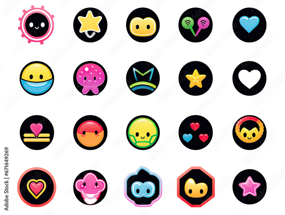 Set of fun stickers with little flowers, stars, rainbows, kittens and various kawaii pets for decoration of all kinds on a transparent background. Set of fun stickers with little flowers, stars, rainbows, kittens and various kawaii pets for decoration of all kinds on a transparent background.