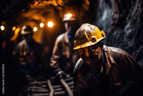 Miners hard at work in the mines. Great for stories on coal, energy, mining, climate change, resources, gold and more. 
