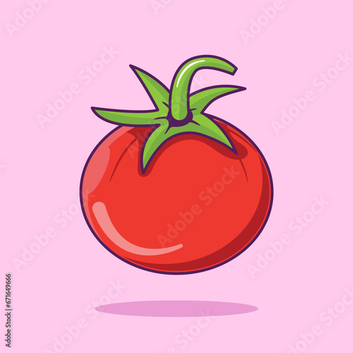 Tomato cartoon vector icon illustration food nature icon concept isolated premium
