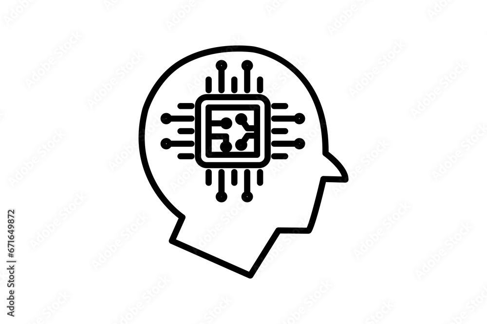 humanoid icon. head with cpu. icon related to affiliate intelligence, device, computer technology. line icon style. simple vector design editable humanoid icon. head with cpu. icon related to affiliate intelligence, device, computer technology. line icon style. simple vector design editable
