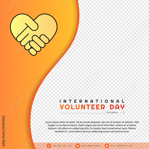International Volunteer day is observed every year on December 5. greeting card social media post