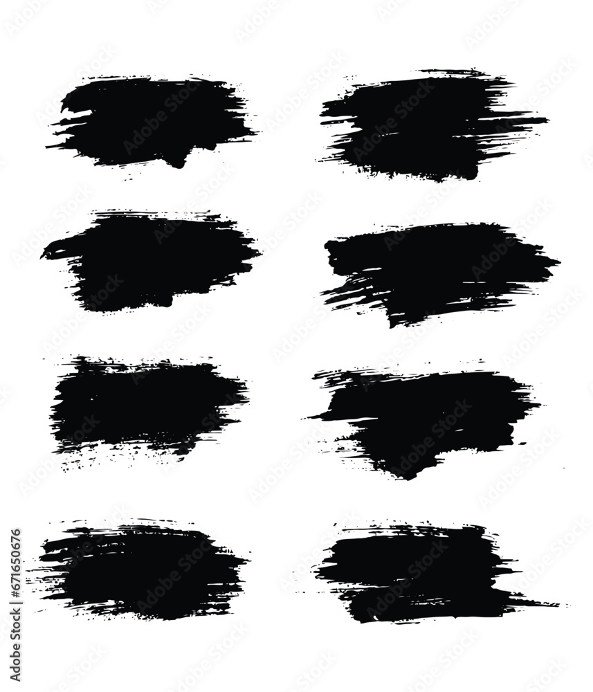 Grunge vector black color brush stroke collection