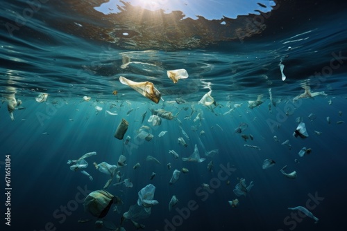 Trash floating in the ocean