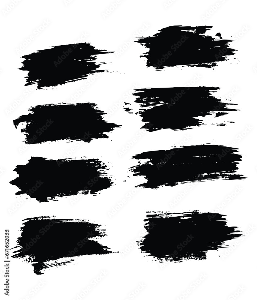 Fototapeta premium Various vector black color brush stroke collection
