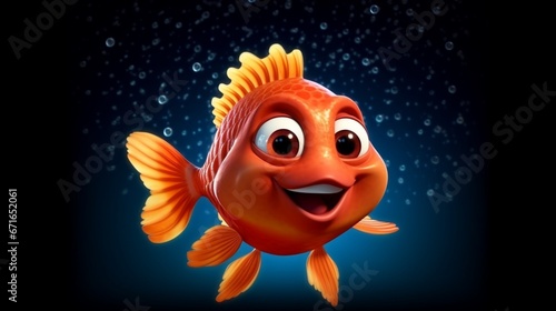 a 3d rendered goldfish mascot friendly smiling.Generative AI