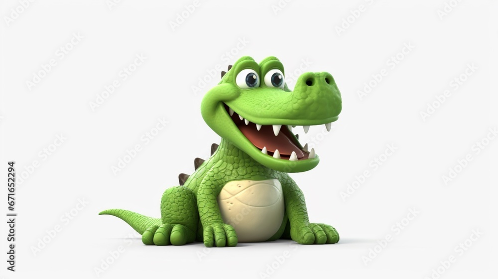Fototapeta premium clipart of a cute crocodile flat white background.Generative AI