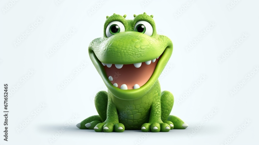 Fototapeta premium cute crocodil cartoon image on white background.Generative AI