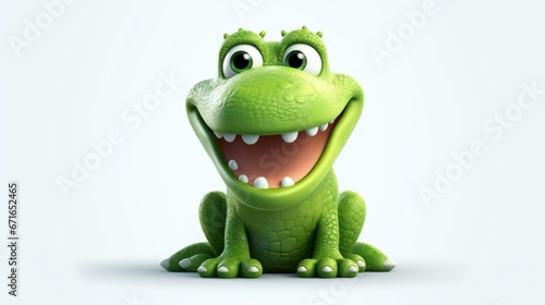 cute crocodil cartoon image on white background.Generative AI