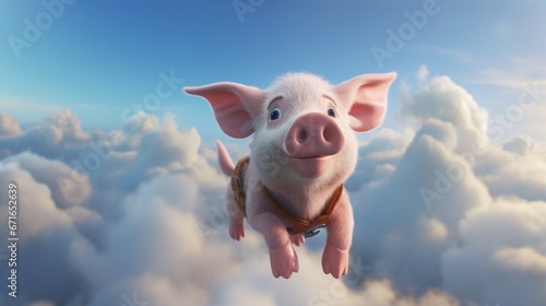 flying pig woth collorfull backgrund.Generative AI