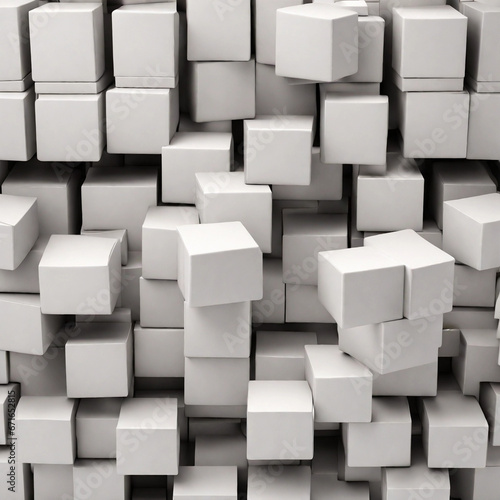 white paper cubes wall background, box set 