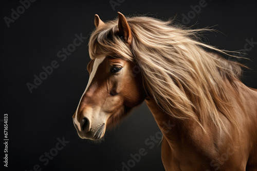 Portrait of horse with long mane © Veniamin Kraskov