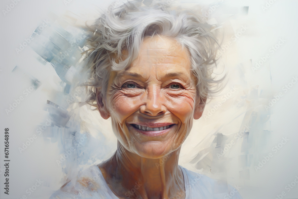 healthy female older woman looking happy healthy female older woman looking happy