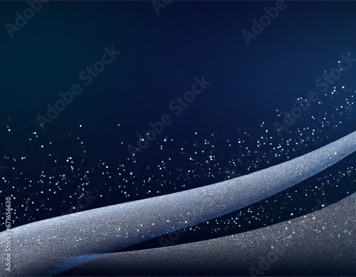 Glittering Christmas wave-shaped stele in blue tones on a dark background.