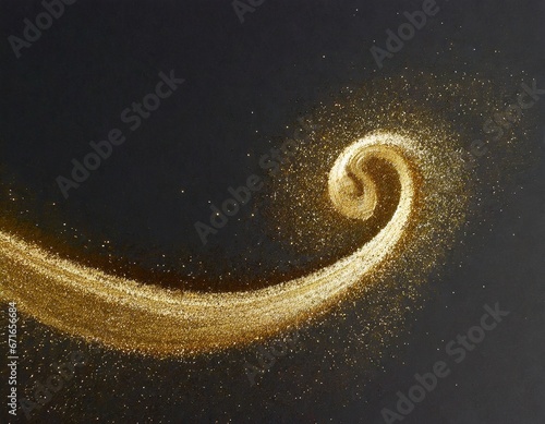 Glittering Christmas wave-shaped stele in golden tones on a dark background.