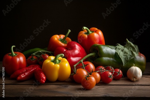 Image of tomatoes and peppers. Generative AI