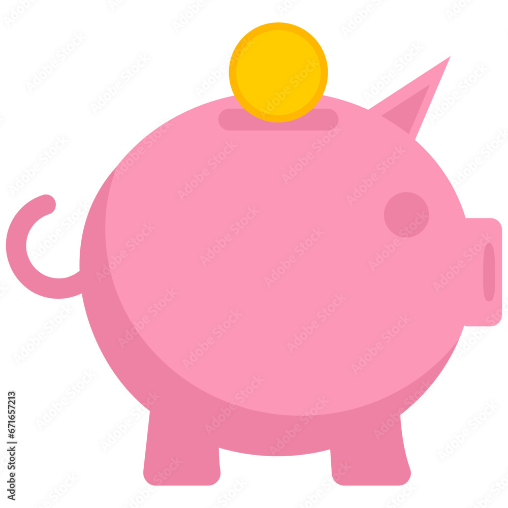Fototapeta premium Piggy Bank Icon Flat Design Style