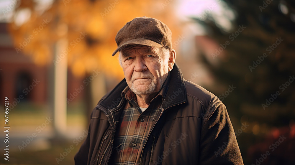 Portrait of happy senior man at park Portrait of happy senior man at park