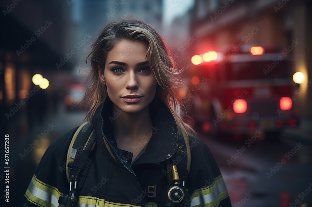 Portrait of female firefighter Portrait of female firefighter