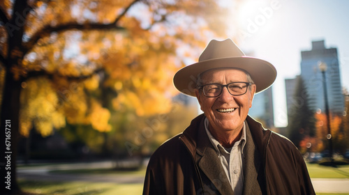 Portrait of happy senior man at park