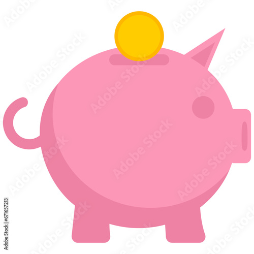 Piggy Bank Icon Flat Design Style