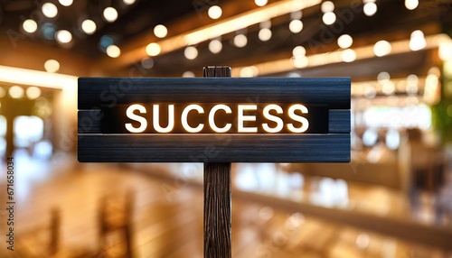 success wooden sign